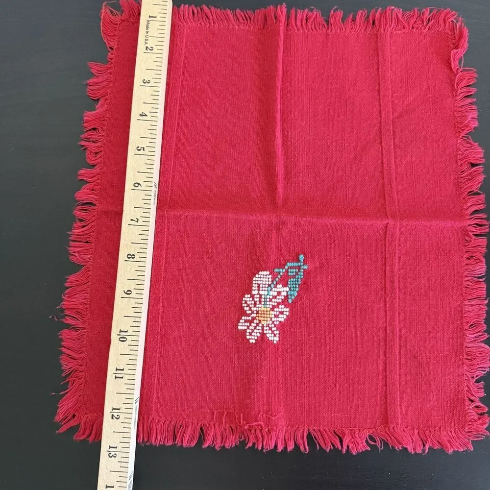 Vintage Cross Stitch Linen Napkins Lot of 13